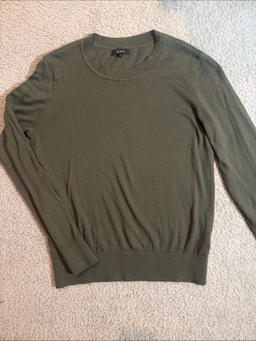 Quince Women's Cashmere blend Crewneck Sweater in Olive Green